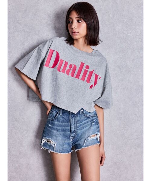 GYDA(ジェイダ)の「DualityルーズショートTシャツ(Tシャツ/カットソー・レディース・ブラック/オフホワイト/グレー・FREE)」の11枚目の写真