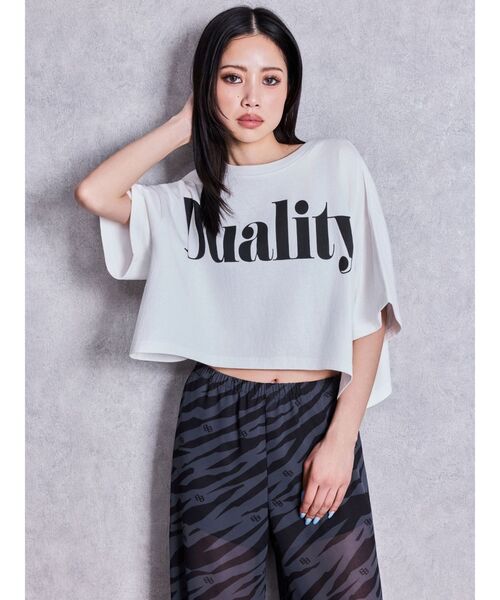 GYDA(ジェイダ)の「DualityルーズショートTシャツ(Tシャツ/カットソー・レディース・ブラック/オフホワイト/グレー・FREE)」の21枚目の写真