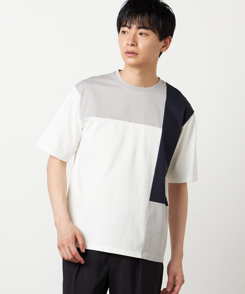 COMME CA ISM(コムサイズム)の「【接触冷感】USAコットン ブロッキングTシャツ(Tシャツ/カットソー・メンズ・ブラック/ホワイト/サックスブルー/ネイビー・MEDIUM/LARGE/X-LARGE)」の2枚目の写真