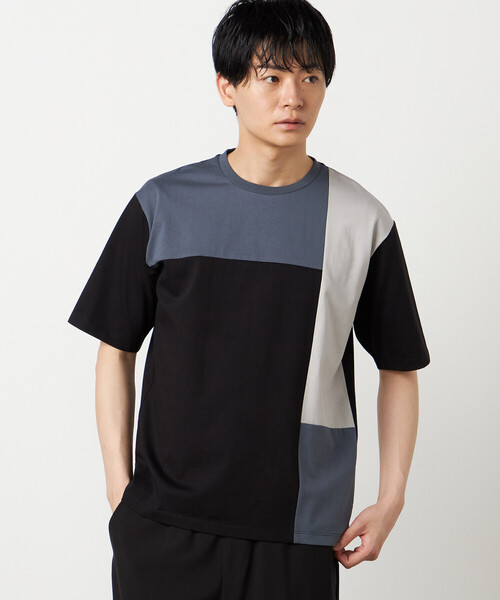 COMME CA ISM(コムサイズム)の「【接触冷感】USAコットン ブロッキングTシャツ(Tシャツ/カットソー・メンズ・ブラック/ホワイト/サックスブルー/ネイビー・MEDIUM/LARGE/X-LARGE)」の3枚目の写真