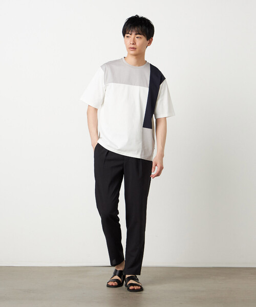 COMME CA ISM(コムサイズム)の「【接触冷感】USAコットン ブロッキングTシャツ(Tシャツ/カットソー・メンズ・ブラック/ホワイト/サックスブルー/ネイビー・MEDIUM/LARGE/X-LARGE)」の5枚目の写真