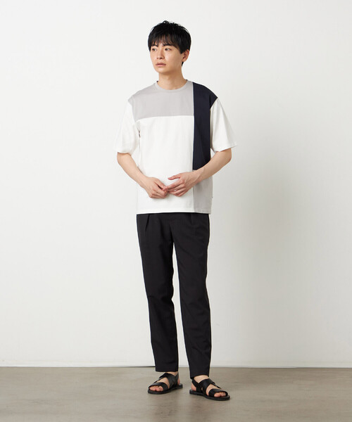 COMME CA ISM(コムサイズム)の「【接触冷感】USAコットン ブロッキングTシャツ(Tシャツ/カットソー・メンズ・ブラック/ホワイト/サックスブルー/ネイビー・MEDIUM/LARGE/X-LARGE)」の6枚目の写真
