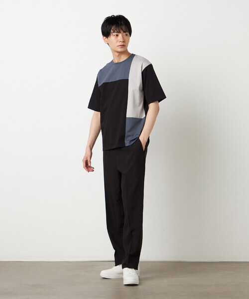 COMME CA ISM(コムサイズム)の「【接触冷感】USAコットン ブロッキングTシャツ(Tシャツ/カットソー・メンズ・ブラック/ホワイト/サックスブルー/ネイビー・MEDIUM/LARGE/X-LARGE)」の8枚目の写真