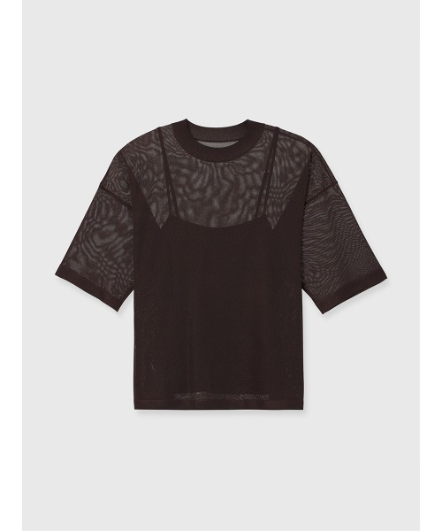anuans(アニュアンス)の「シアーニットTシャツ(Tシャツ/カットソー・レディース・ブラック/ブラウン/ホワイト・FREE)」の14枚目の写真