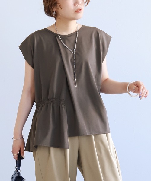 reca（レカ）の「【接触冷感】アシメタックギャザーTシャツ（Tシャツ/カットソー・レディース・チャコールグレー/プラム/オフホワイト・FREE）」の19枚目の写真
