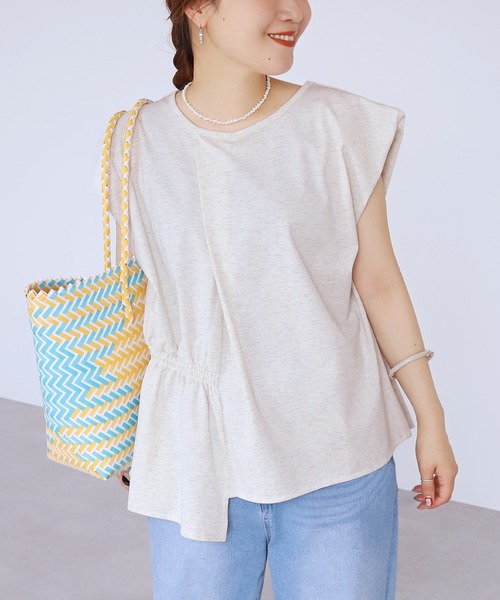 reca（レカ）の「【接触冷感】アシメタックギャザーTシャツ（Tシャツ/カットソー・レディース・チャコールグレー/プラム/オフホワイト・FREE）」の22枚目の写真