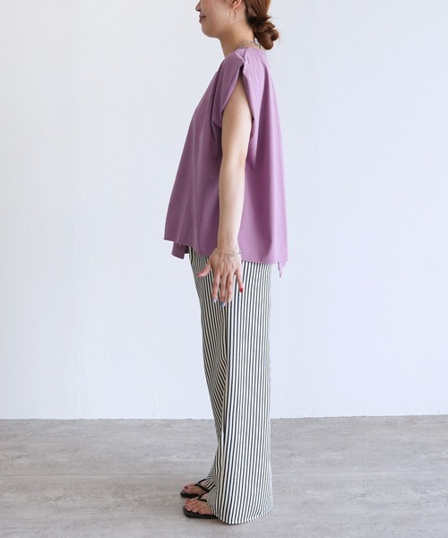 reca（レカ）の「【接触冷感】アシメタックギャザーTシャツ（Tシャツ/カットソー・レディース・チャコールグレー/プラム/オフホワイト・FREE）」の13枚目の写真