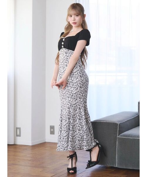 EATME(イートミー)の「【日比谷花壇コラボ】ハートカットマーメイドワンピース(ワンピース・レディース・ブラック/ラベンダー/オフホワイト・MEDIUM/SMALL)」の5枚目の写真