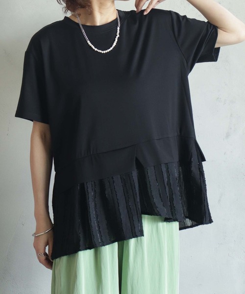 BITTOKO（ビットコ）の「透け素材コンビプルオーバー（Tシャツ/カットソー・レディース・ホワイト/ブラック/グレー・FREE）」の22枚目の写真