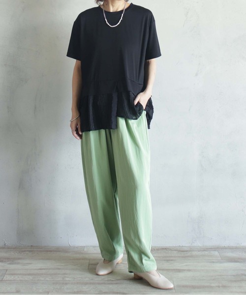 BITTOKO（ビットコ）の「透け素材コンビプルオーバー（Tシャツ/カットソー・レディース・ホワイト/ブラック/グレー・FREE）」の21枚目の写真
