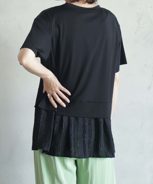 BITTOKO（ビットコ）の「透け素材コンビプルオーバー（Tシャツ/カットソー・レディース・ホワイト/ブラック/グレー・FREE）」の18枚目の写真