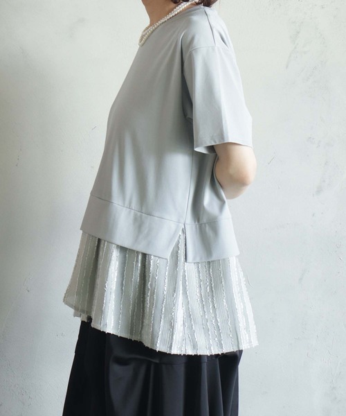 BITTOKO（ビットコ）の「透け素材コンビプルオーバー（Tシャツ/カットソー・レディース・ホワイト/ブラック/グレー・FREE）」の13枚目の写真