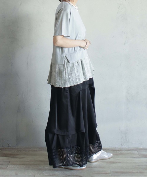 BITTOKO（ビットコ）の「透け素材コンビプルオーバー（Tシャツ/カットソー・レディース・ホワイト/ブラック/グレー・FREE）」の12枚目の写真