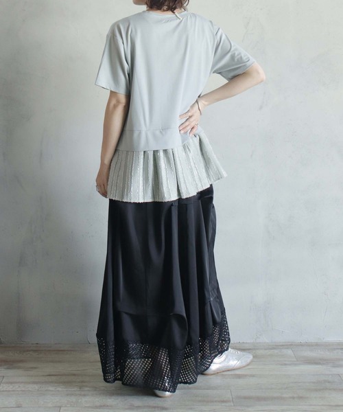 BITTOKO（ビットコ）の「透け素材コンビプルオーバー（Tシャツ/カットソー・レディース・ホワイト/ブラック/グレー・FREE）」の9枚目の写真