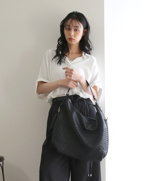 No one knows（ノーワンノーズ）の「ZOZO限定 編み込みデザインワンハンドルBIGトートバッグ（トートバッグ・レディース・ブラック/タン・FREE）」の16枚目の写真