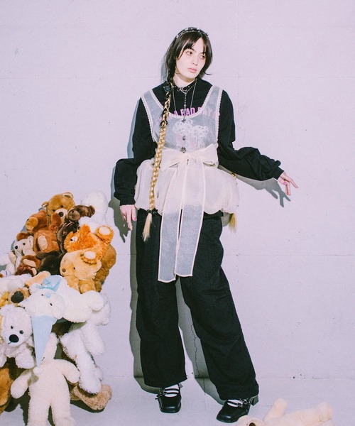 Little sunny bite(リトルサニーバイト)の「littlesunnybite/リトルサニーバイト/tulle bomber tunic(Tシャツ/カットソー・レディース・ピンク/ブラック/アイボリー・M/S)」の4枚目の写真