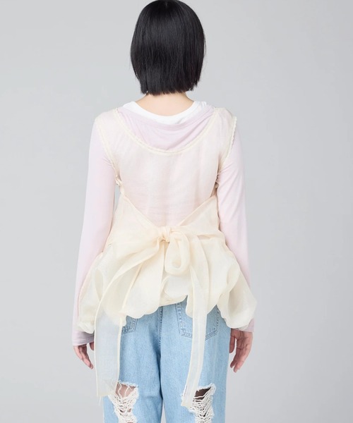 Little sunny bite(リトルサニーバイト)の「littlesunnybite/リトルサニーバイト/tulle bomber tunic(Tシャツ/カットソー・レディース・ピンク/ブラック/アイボリー・M/S)」の9枚目の写真
