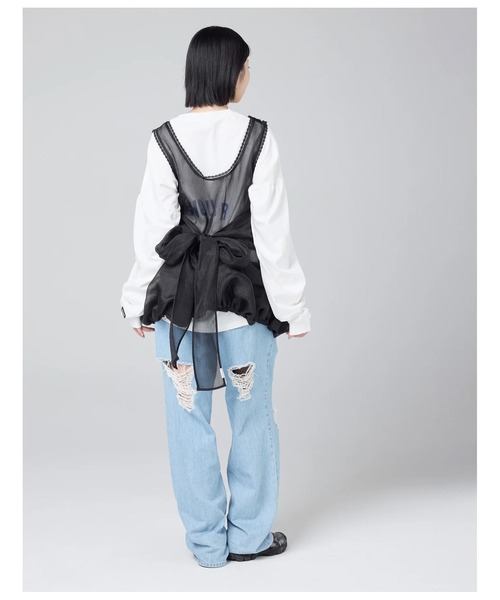 Little sunny bite(リトルサニーバイト)の「littlesunnybite/リトルサニーバイト/tulle bomber tunic(Tシャツ/カットソー・レディース・ピンク/ブラック/アイボリー・M/S)」の10枚目の写真