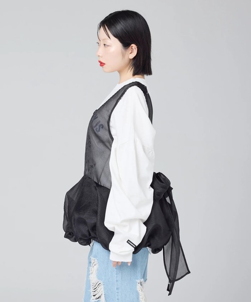 Little sunny bite(リトルサニーバイト)の「littlesunnybite/リトルサニーバイト/tulle bomber tunic(Tシャツ/カットソー・レディース・ピンク/ブラック/アイボリー・M/S)」の11枚目の写真
