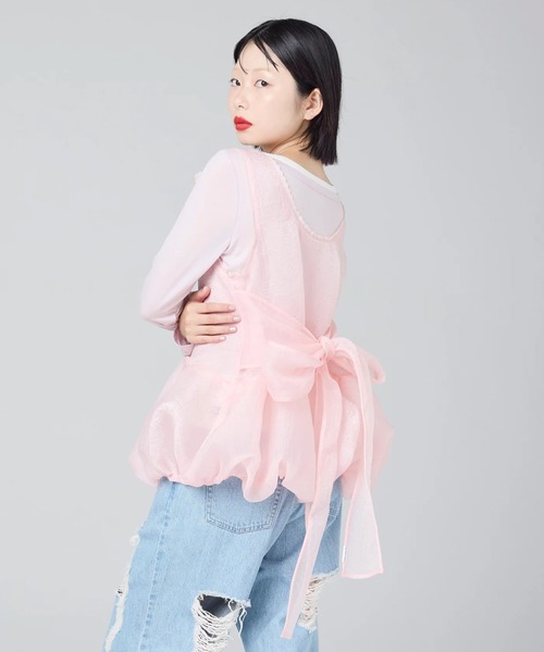 Little sunny bite(リトルサニーバイト)の「littlesunnybite/リトルサニーバイト/tulle bomber tunic(Tシャツ/カットソー・レディース・ピンク/ブラック/アイボリー・M/S)」の14枚目の写真
