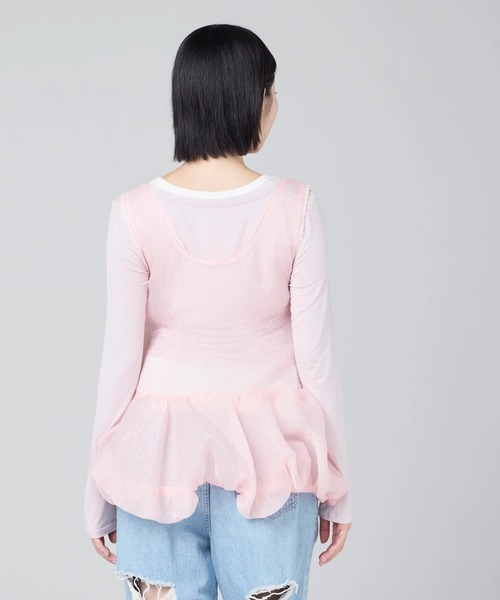 Little sunny bite(リトルサニーバイト)の「littlesunnybite/リトルサニーバイト/tulle bomber tunic(Tシャツ/カットソー・レディース・ピンク/ブラック/アイボリー・M/S)」の15枚目の写真