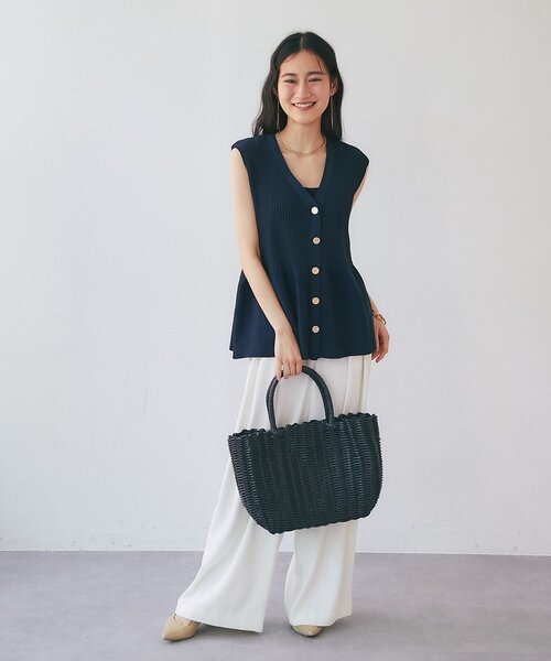La boutique BonBon（ラブティックボンボン）の「【雨の日にも安心】PVCかごバッグ（トートバッグ・レディース・ブラック/ブラウン・FREE）」の6枚目の写真