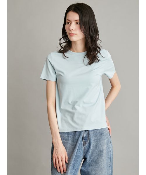 Mila Owen(ミラオーウェン)の「【接触冷感】【冷感持続】ICEDFABRICコンパクトTシャツ(Tシャツ/カットソー・レディース・ホワイト/ライトブルー/ネイビー/レッド/ピンク/ブラウン・1/0)」の9枚目の写真