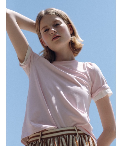 Mila Owen(ミラオーウェン)の「【接触冷感】【冷感持続】ICEDFABRICコンパクトTシャツ(Tシャツ/カットソー・レディース・ホワイト/ライトブルー/ネイビー/レッド/ピンク/ブラウン・1/0)」の7枚目の写真