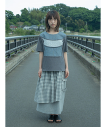 Check Overlay Maxi Skirt / Grey