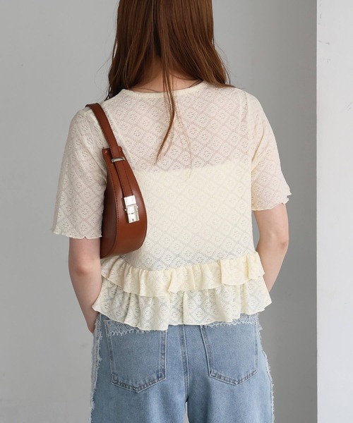 tiptop(ティップトップ)の「レースペプラムカーディガン(Tシャツ/カットソー・レディース・ブラック系その他/ホワイト系その他/アイボリー・FREE)」の12枚目の写真