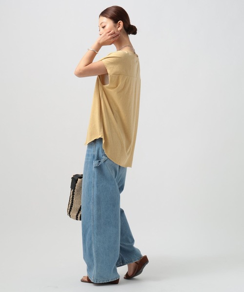 BAYFLOW（ベイフロー）の「[ヴィンテージ感のある柔らかな着心地]メランジキーネックTシャツ（Tシャツ/カットソー・レディース・オフホワイト/チャコール/ブルー/マスタード・FREE）」の22枚目の写真