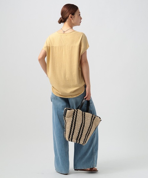 BAYFLOW（ベイフロー）の「[ヴィンテージ感のある柔らかな着心地]メランジキーネックTシャツ（Tシャツ/カットソー・レディース・オフホワイト/チャコール/ブルー/マスタード・FREE）」の21枚目の写真