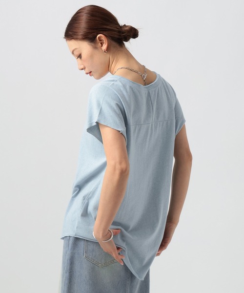 BAYFLOW（ベイフロー）の「[ヴィンテージ感のある柔らかな着心地]メランジキーネックTシャツ（Tシャツ/カットソー・レディース・オフホワイト/チャコール/ブルー/マスタード・FREE）」の13枚目の写真