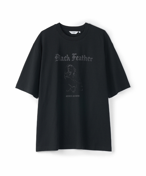 PARTIMENTO(パルティメント)の「ブラックフェザーTシャツブラック(Tシャツ/カットソー・メンズ・その他・LARGE/MEDIUM)」の1枚目の写真