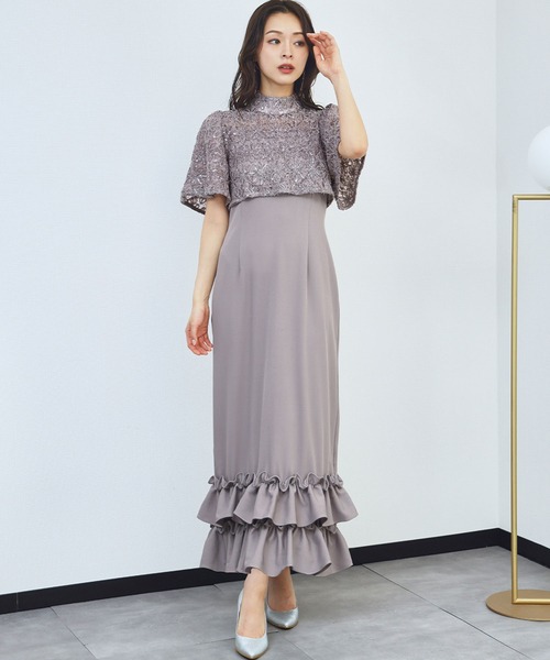 girl(ガール)の「レースドッキングマーメイドフリルドレス 結婚式 ワンピース パーティードレス オケージョンドレス お呼ばれ 二次会 成人式 同窓会 謝恩会《着用動画あり》(ドレス・レディース・グレー/アイボリー系/ベージュ・L/M/S/2L)」の19枚目の写真
