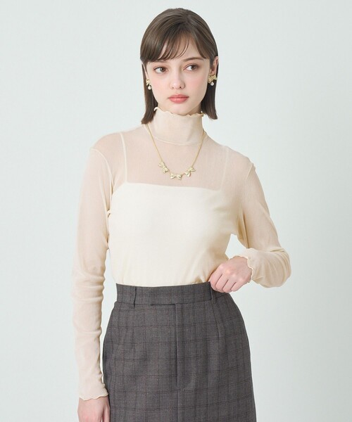 ANAYI(アナイ)の「チュールフロッキータートル プルオーバー(Tシャツ/カットソー・レディース・ピンクベージュ/ライトブルー/ブラック/ブラウン/オフホワイト・38/36)」の5枚目の写真