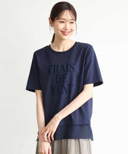 MK MICHEL KLEIN（エムケーミッシェルクラン）の「[洗える]シフォン切替えフロッキーロゴTシャツ（Tシャツ/カットソー・レディース・ホワイト/ネイビー・38）」の18枚目の写真