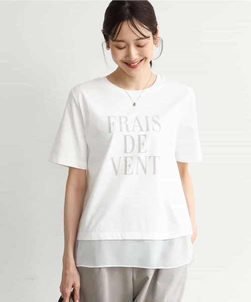 MK MICHEL KLEIN（エムケーミッシェルクラン）の「[洗える]シフォン切替えフロッキーロゴTシャツ（Tシャツ/カットソー・レディース・ホワイト/ネイビー・38）」の19枚目の写真