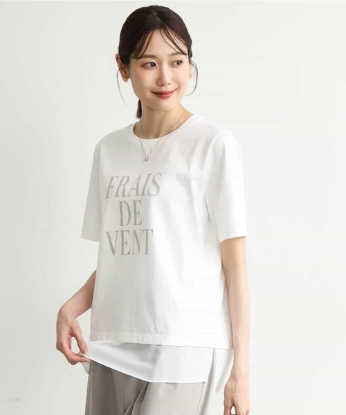 MK MICHEL KLEIN（エムケーミッシェルクラン）の「[洗える]シフォン切替えフロッキーロゴTシャツ（Tシャツ/カットソー・レディース・ホワイト/ネイビー・38）」の20枚目の写真