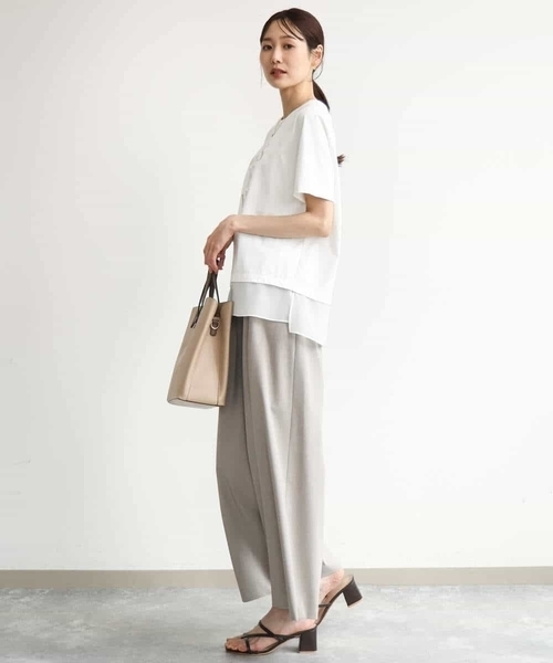 MK MICHEL KLEIN（エムケーミッシェルクラン）の「[洗える]シフォン切替えフロッキーロゴTシャツ（Tシャツ/カットソー・レディース・ホワイト/ネイビー・38）」の22枚目の写真