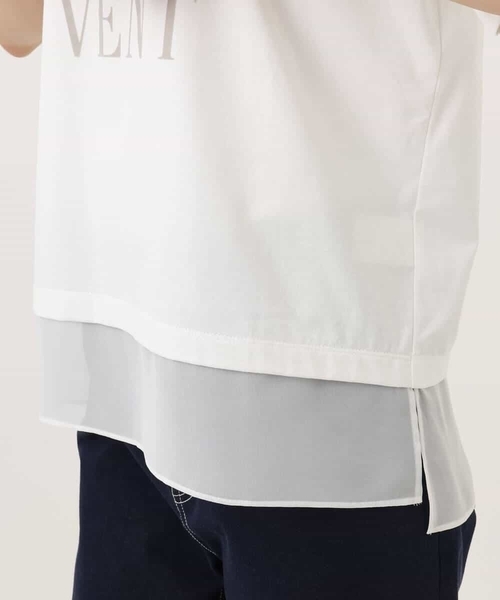 MK MICHEL KLEIN（エムケーミッシェルクラン）の「[洗える]シフォン切替えフロッキーロゴTシャツ（Tシャツ/カットソー・レディース・ホワイト/ネイビー・38）」の8枚目の写真