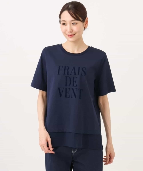 MK MICHEL KLEIN（エムケーミッシェルクラン）の「[洗える]シフォン切替えフロッキーロゴTシャツ（Tシャツ/カットソー・レディース・ホワイト/ネイビー・38）」の10枚目の写真