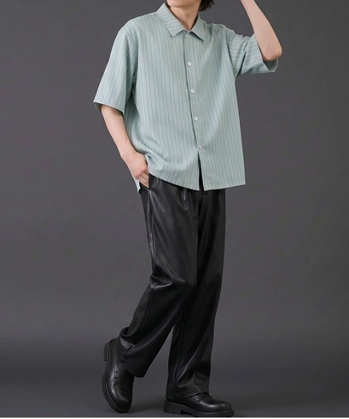 revertical（リバーティカル）の「マルチストライプ  半袖シャツ（シャツ/ブラウス・メンズ・チャコール/グリーン・MEDIUM/SMALL/LARGE）」の11枚目の写真
