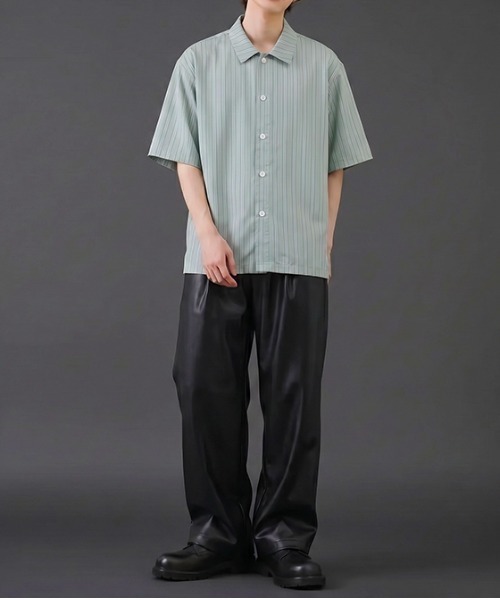 revertical（リバーティカル）の「マルチストライプ  半袖シャツ（シャツ/ブラウス・メンズ・チャコール/グリーン・MEDIUM/SMALL/LARGE）」の12枚目の写真