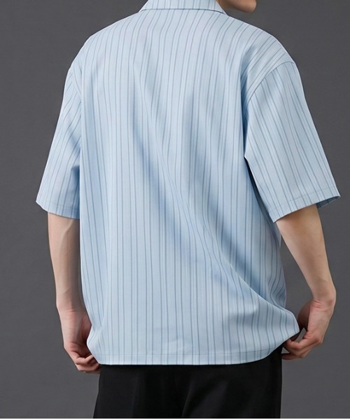 revertical（リバーティカル）の「マルチストライプ  半袖シャツ（シャツ/ブラウス・メンズ・チャコール/グリーン・MEDIUM/SMALL/LARGE）」の14枚目の写真