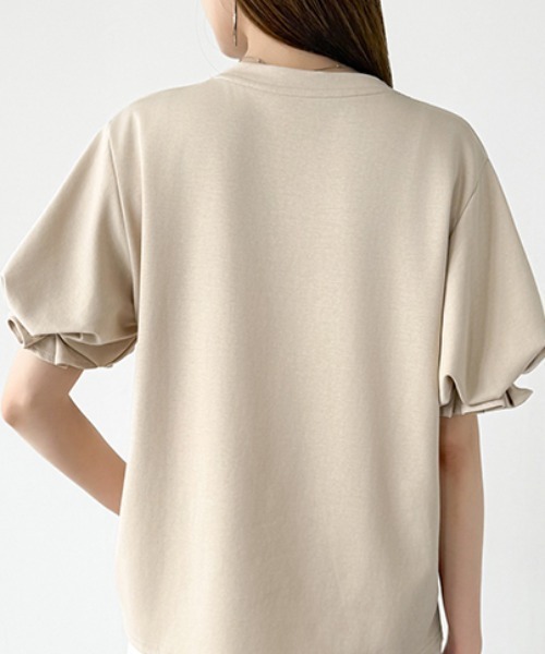 COCOMOMO(ココモモ)の「ふんわり立体感 バルーンスリーブトップス Tシャツ 半袖 バルーン袖 フリル Tシャツ カットソー パフスリーブ 半袖Tシャツ トップス 夏 夏服(Tシャツ/カットソー・レディース・ライトブラウン/ブラック/ライトブルー/ホワイト/ブラウン・FREE)」の6枚目の写真