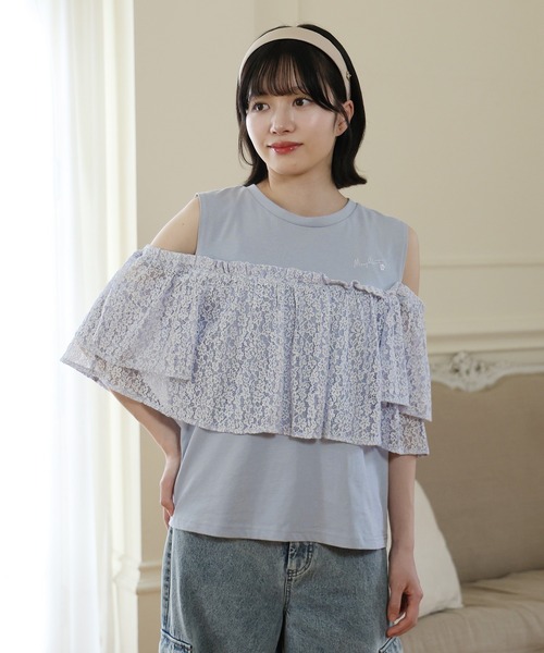 MARY QUANT(マリークワント)の「レースドッキング プルオーバー(Tシャツ/カットソー・レディース・ブラック/ホワイト/ブルー・M)」の1枚目の写真