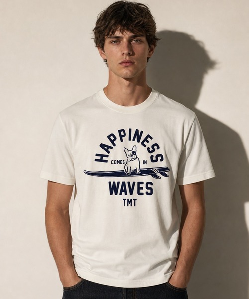 TMT(ティーエムティー)の「6.2oz COTTON S/S Tee (surf dog)(Tシャツ/カットソー・メンズ・ホワイト/ネイビー・SMALL/MEDIUM/LARGE/X-LARGE)」の3枚目の写真