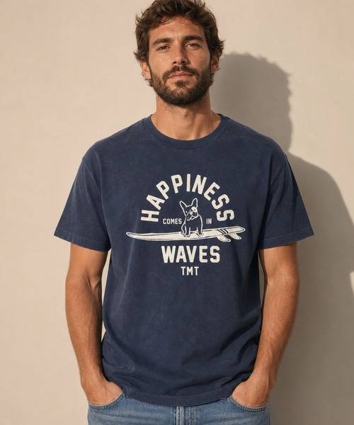 TMT(ティーエムティー)の「6.2oz COTTON S/S Tee (surf dog)(Tシャツ/カットソー・メンズ・ホワイト/ネイビー・SMALL/MEDIUM/LARGE/X-LARGE)」の4枚目の写真