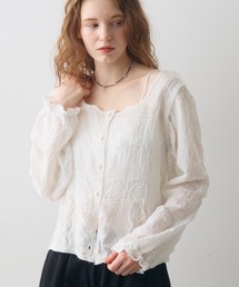 square neck cord embroidery bluse / スクエアネックコードエンブロイダリーブラウス